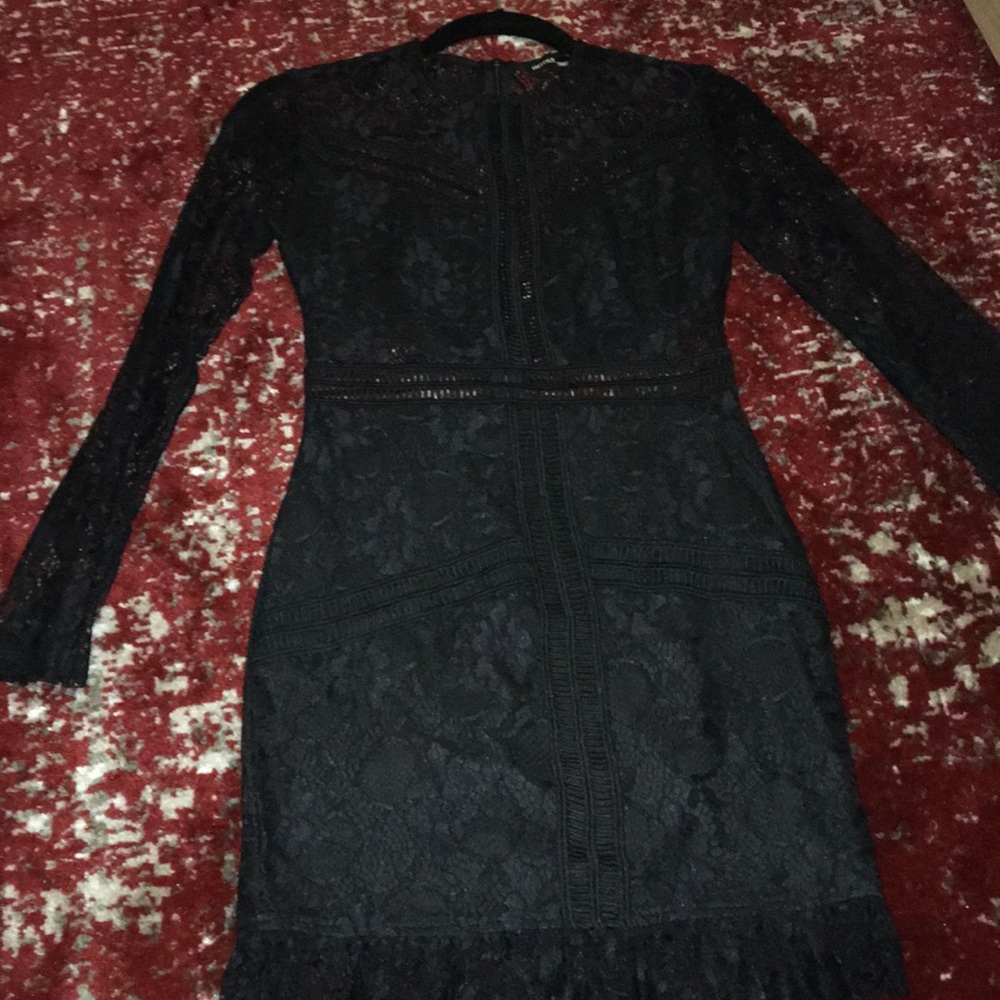 Lacey black long sleeve dress